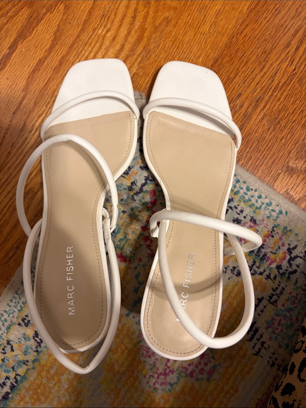 Marc Fisher White Minimalist Strappy Sandals